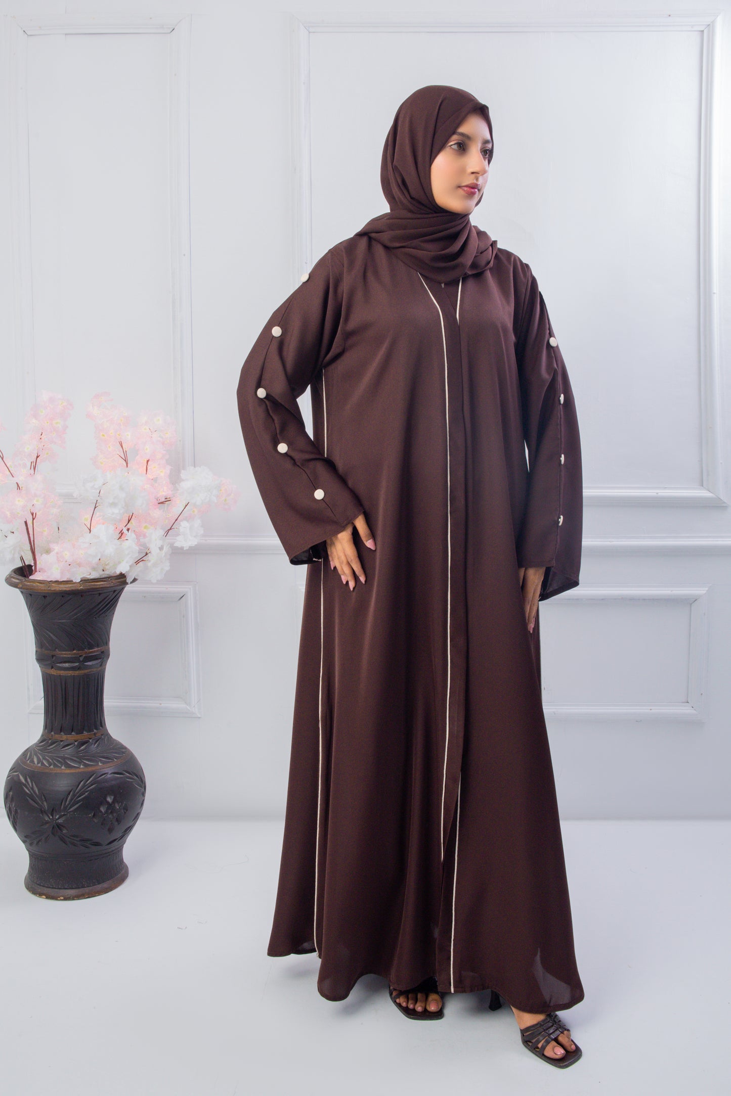 Elegant Brown Aura Abaya with Hijab