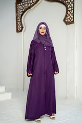 Plum Purple Embellished Button Abaya