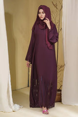 Esmeray Maroon Abaya with Hijab