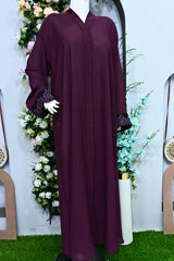 Zarqaa Embroidered purple abaya