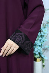 Zarqaa Embroidered purple abaya