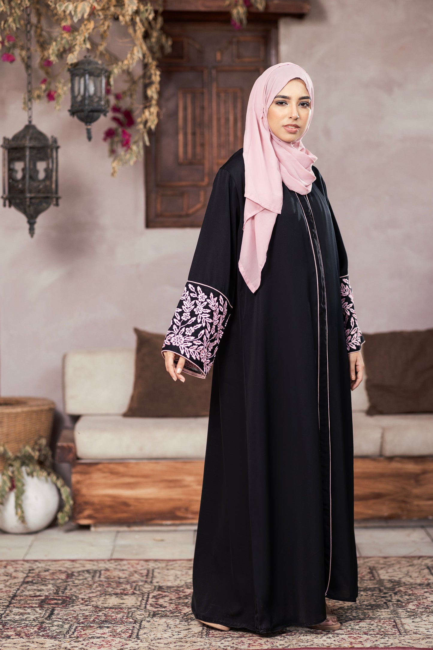 FLORAL NOIR ABAYA with HIJAB