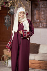 Crimson Charm Abaya with Hijab