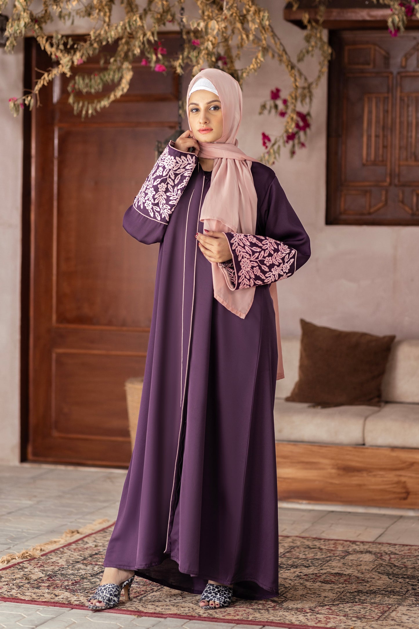 Lilac Luxe Abaya with Hijab