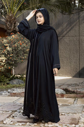 black crystal cutwork abaya