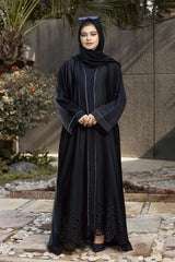 black crystal cutwork abaya