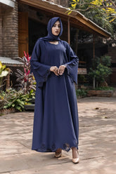 Coco Blue Cutwork Abaya With Hijab