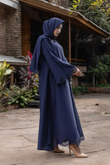 Coco Blue Cutwork Abaya With Hijab