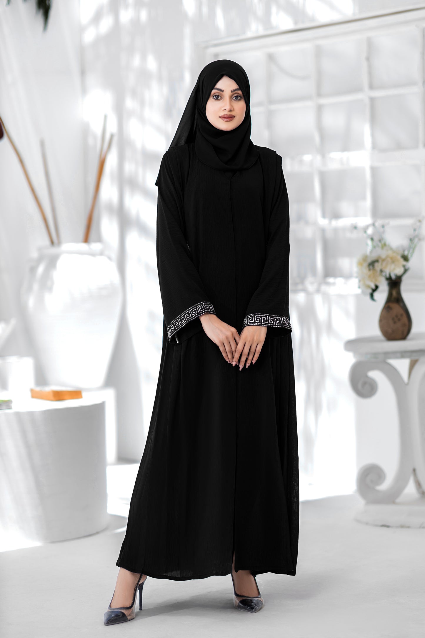 Black Indigo Abaya With Hijab