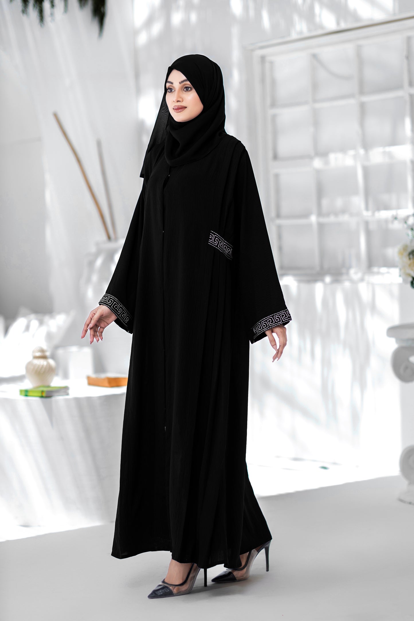 Black Indigo Abaya With Hijab