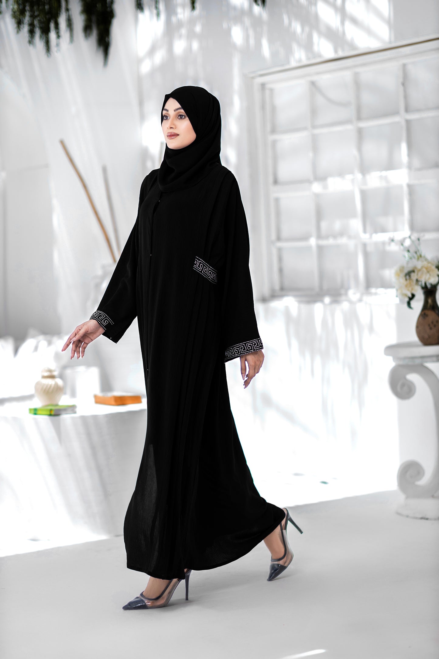 Black Indigo Abaya With Hijab