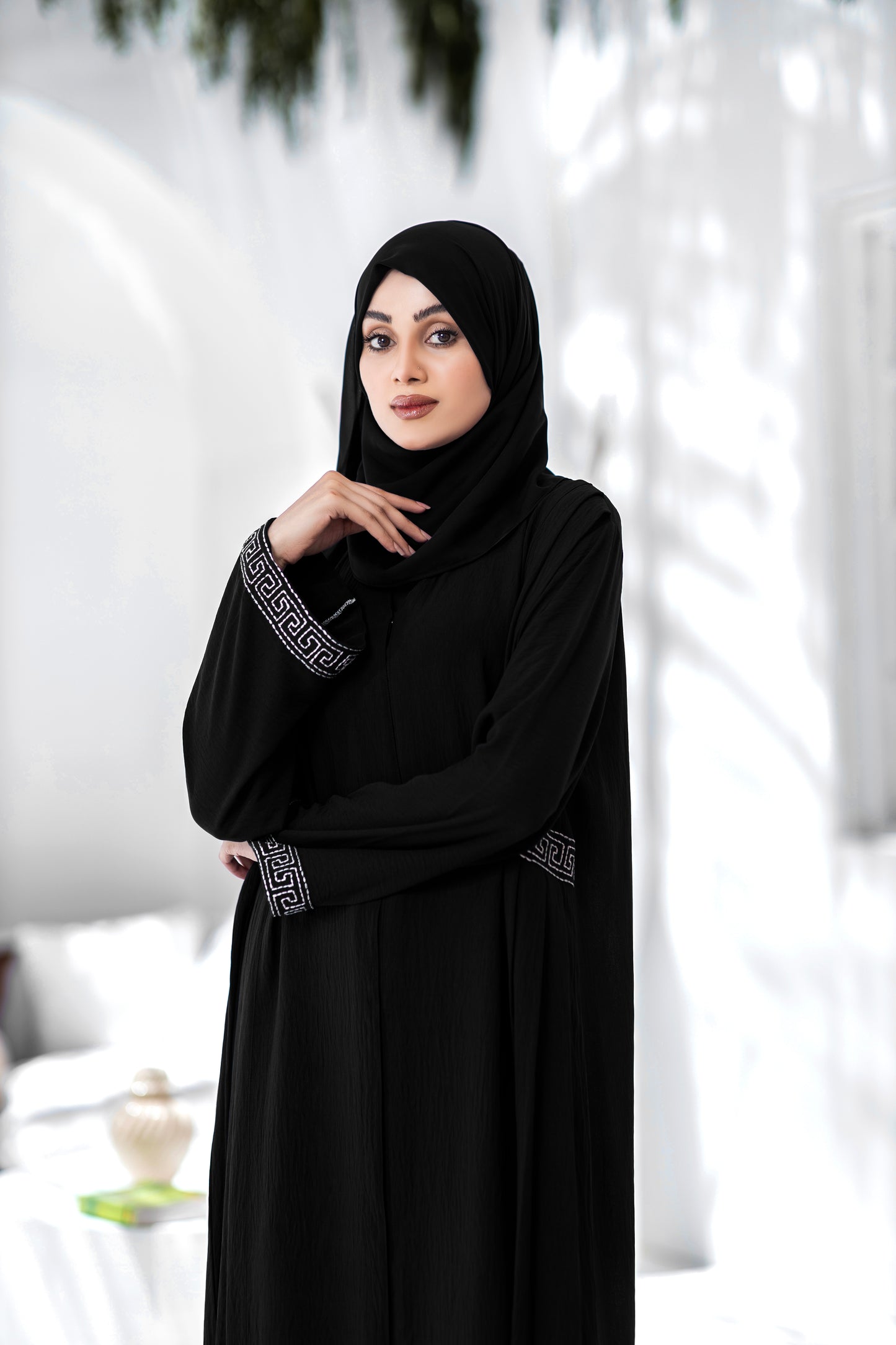 Black Indigo Abaya With Hijab