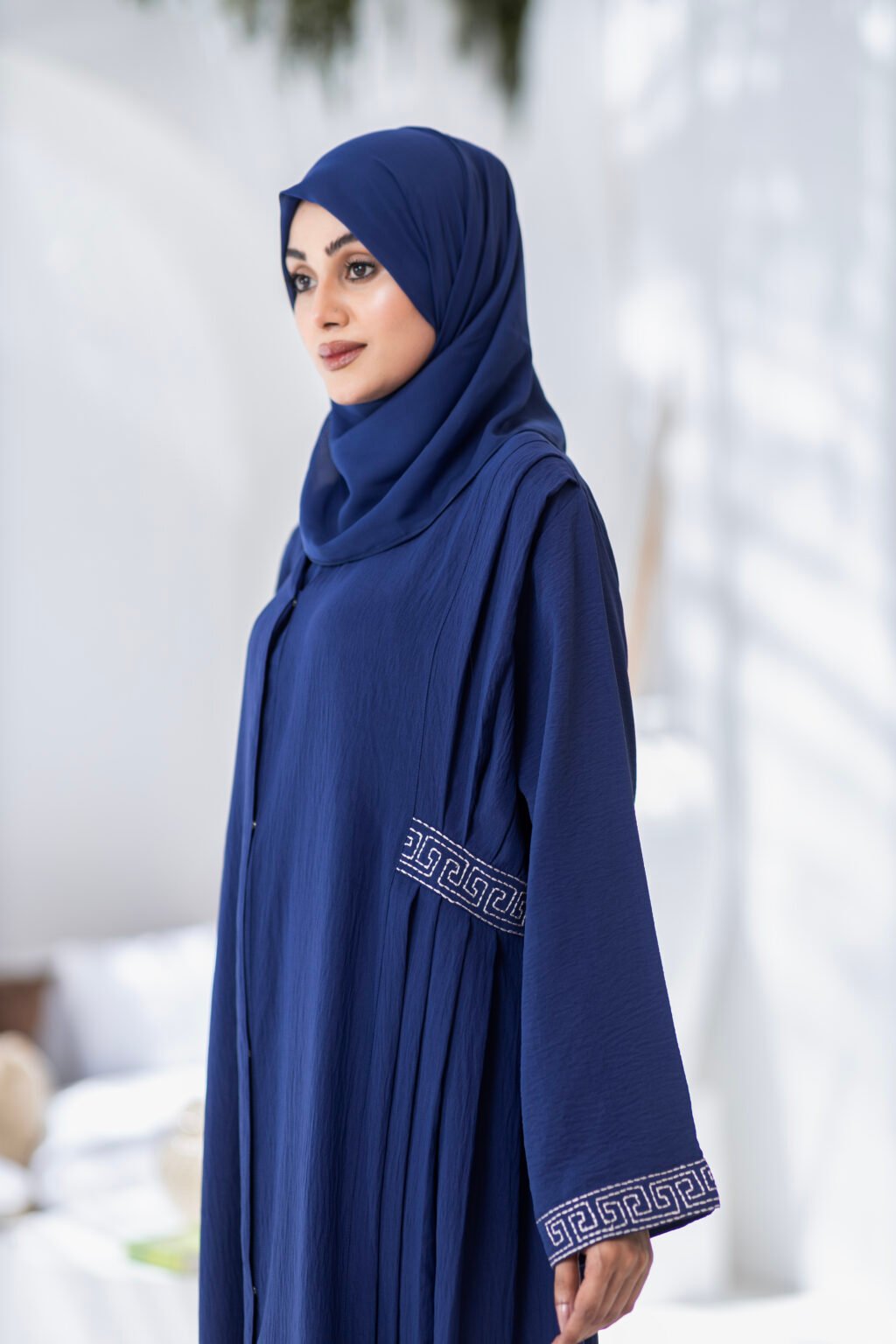 Indigo Embroidered Abaya with Hijab