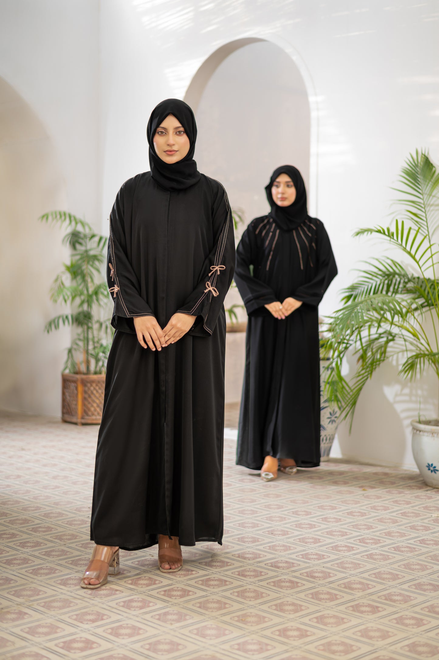 Elegant Black Abaya with Bow