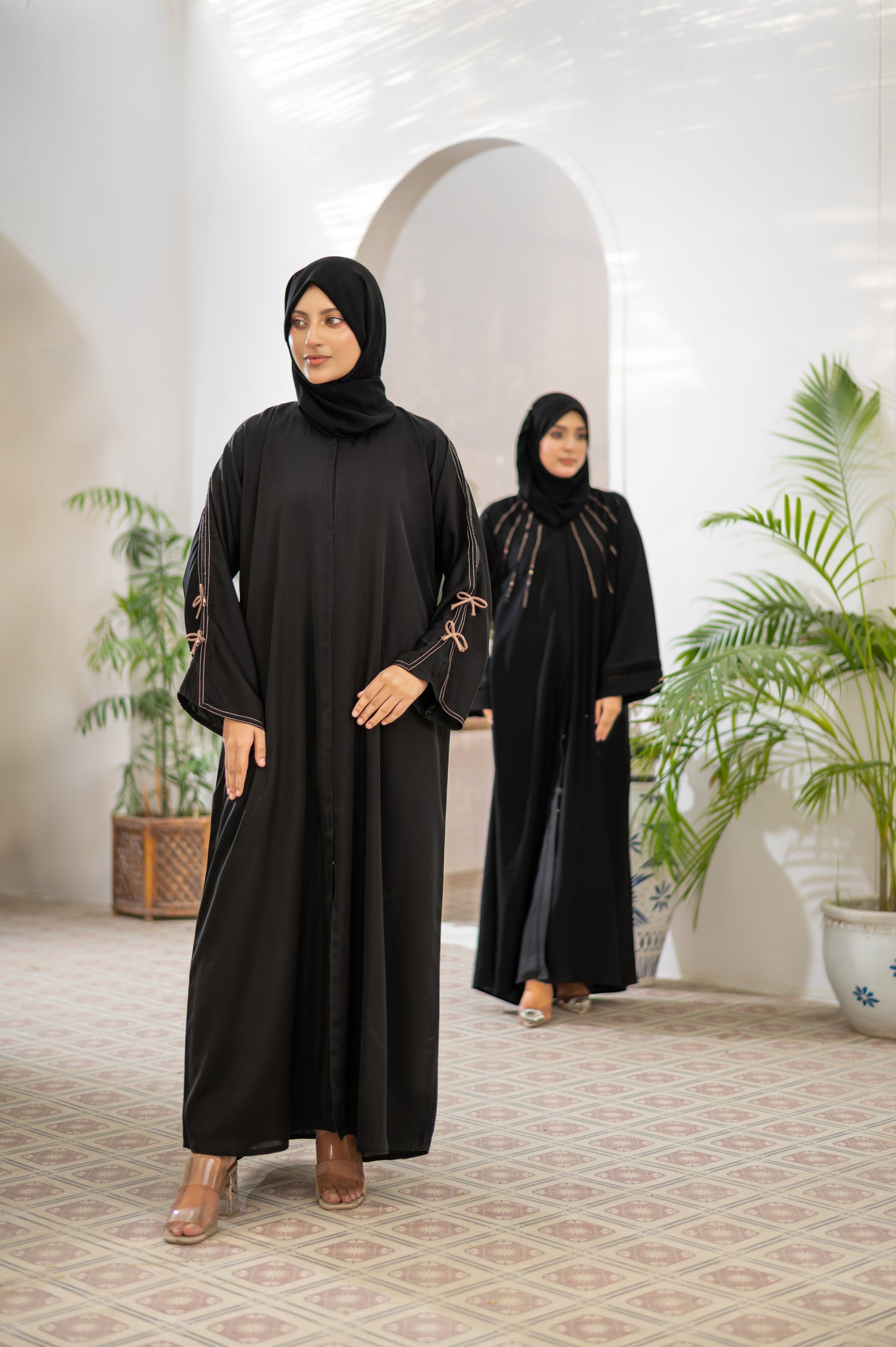 Elegant Black Abaya with Bow