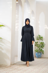 Blue Pleated Flare Abaya