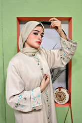 Ivory Bloom Embroidered Abaya