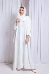 Basic White Pocket Abaya with Hijab