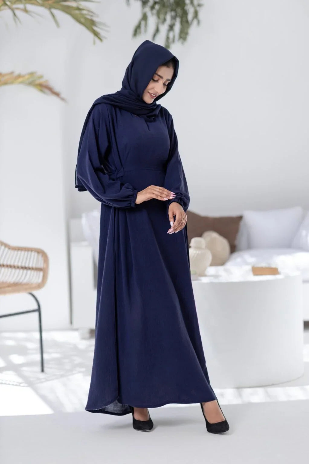 Navy Grace Abaya with Hijab