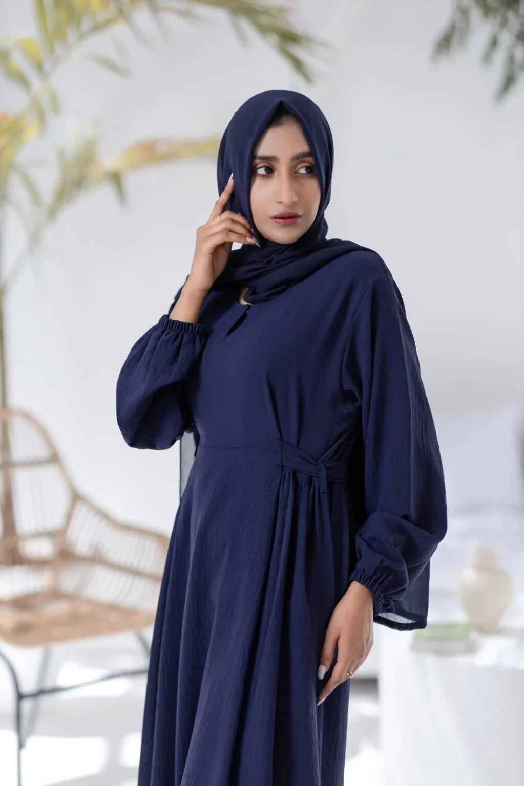 Navy Grace Abaya with Hijab