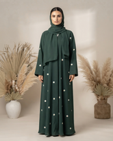 Emerald Green Embroidered Abaya