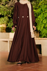 Chocolate Brown Buttoned Abaya