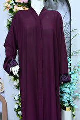 Zarqaa Embroidered purple abaya
