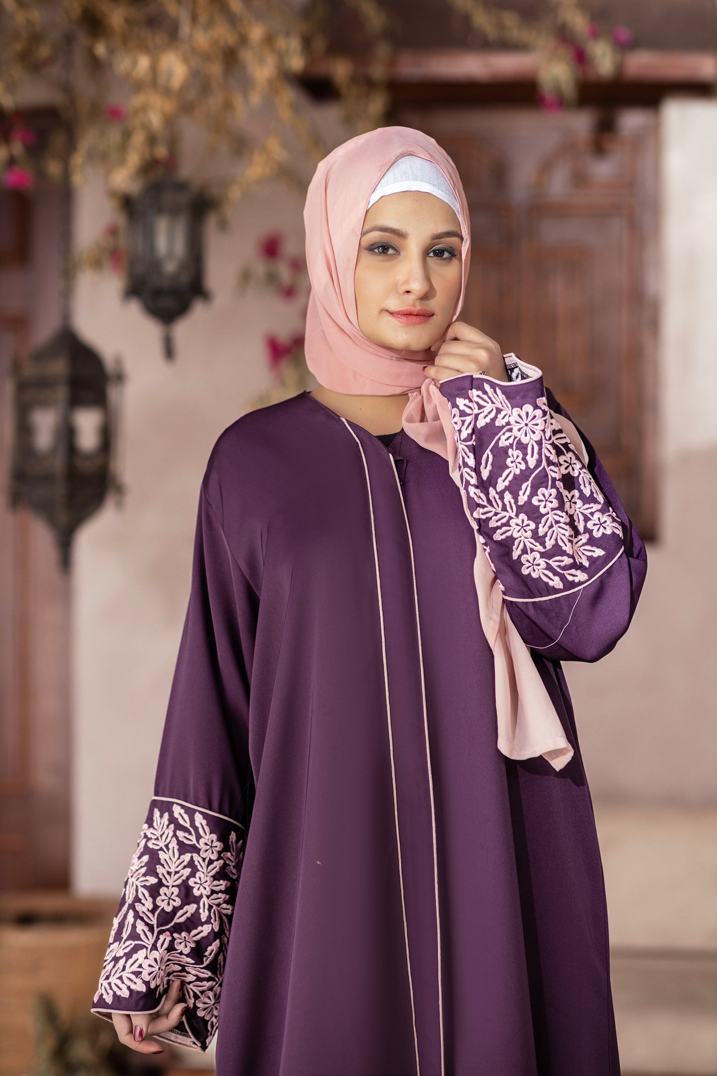 Lilac Luxe Abaya with Hijab