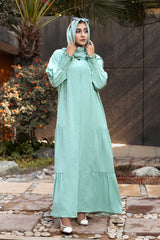 Pastel Green Abaya with Hijab