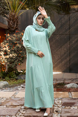 Pastel Green Abaya with Hijab