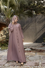 Fancy Button Abaya with Hijab