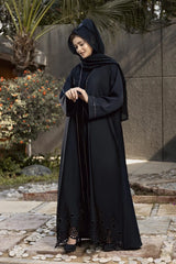 black crystal cutwork abaya