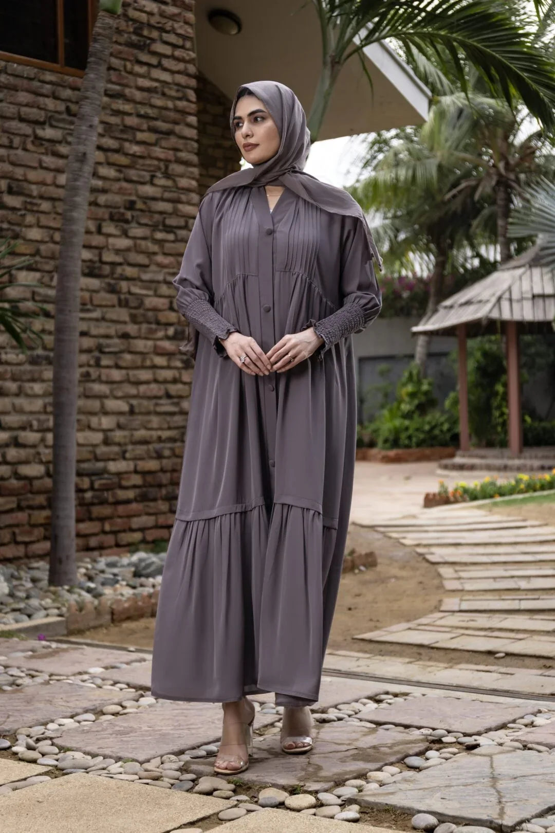 Silver Charm Abaya with Hijab