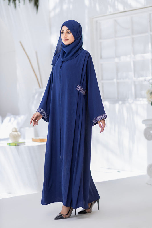 Indigo Embroidered Abaya with Hijab