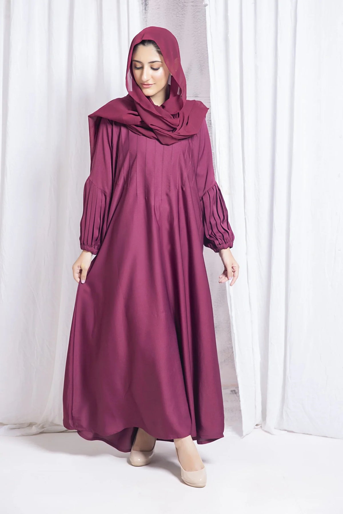 Zaiba Maroon Abaya with Hijab