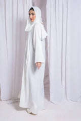 Basic White Pocket Abaya with Hijab