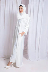 Basic White Pocket Abaya with Hijab