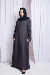 Hazel Grey Pocket Abaya with Hijab