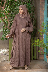 Brown Pintux Abaya with Hijab