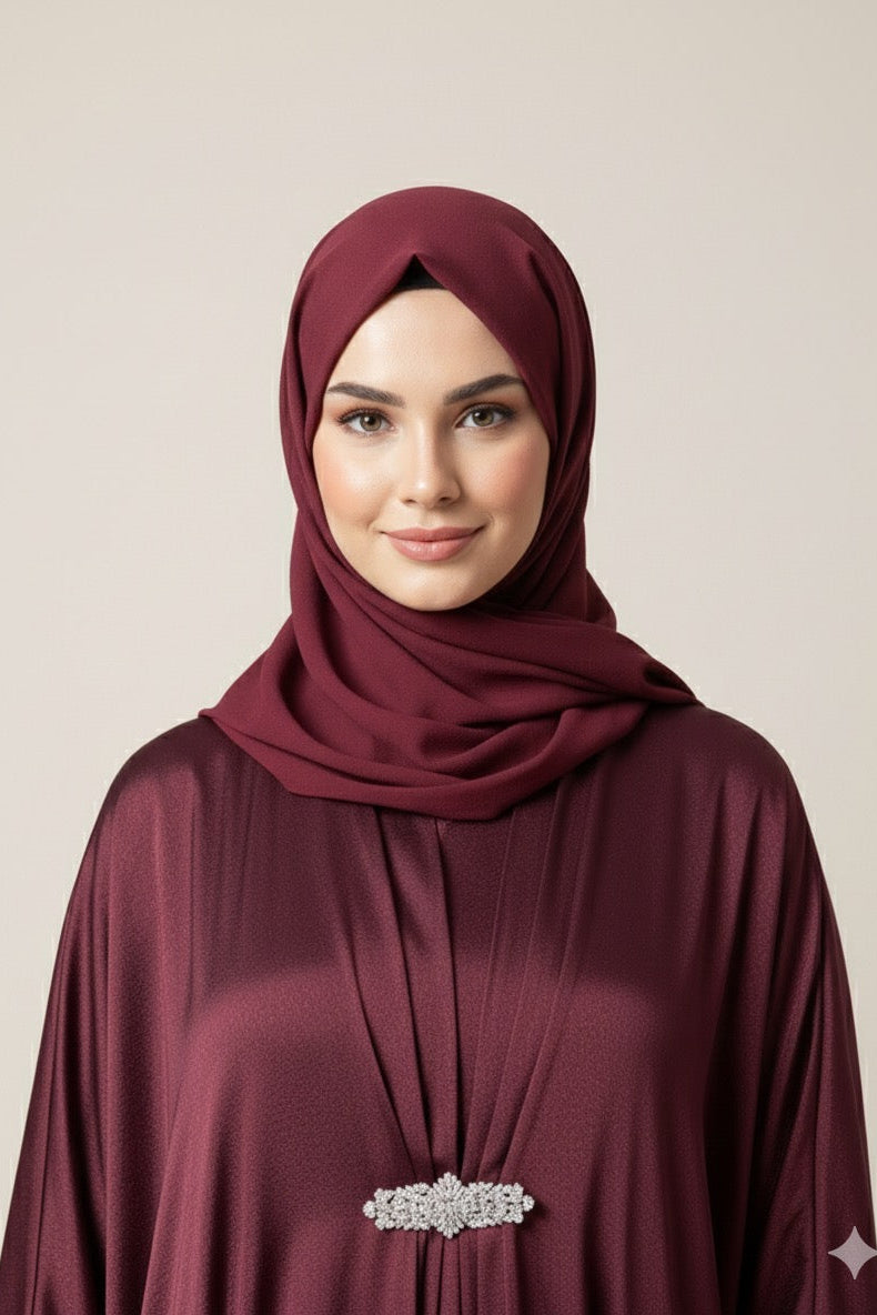 Maroon Shimmer Kaftan Abaya